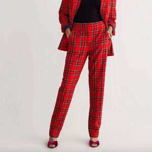 J.Crew Wool-Blend Straight-Leg Kate Pants in Red Tartan Plaid (Size P2)